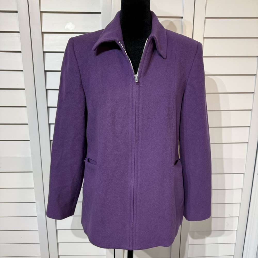 Vintage Harvé Benard Petite Purple Wool Cashmere Blend Zip‎ Jacket Size 4P